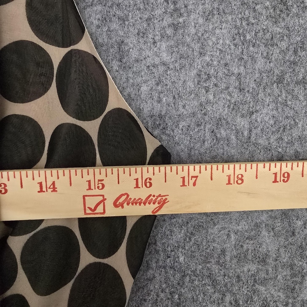 Line & Dot Blouse Womens S Black Polka Dot V Neck Sheer Tunic Handkerchief Hem - Picture 9 of 11